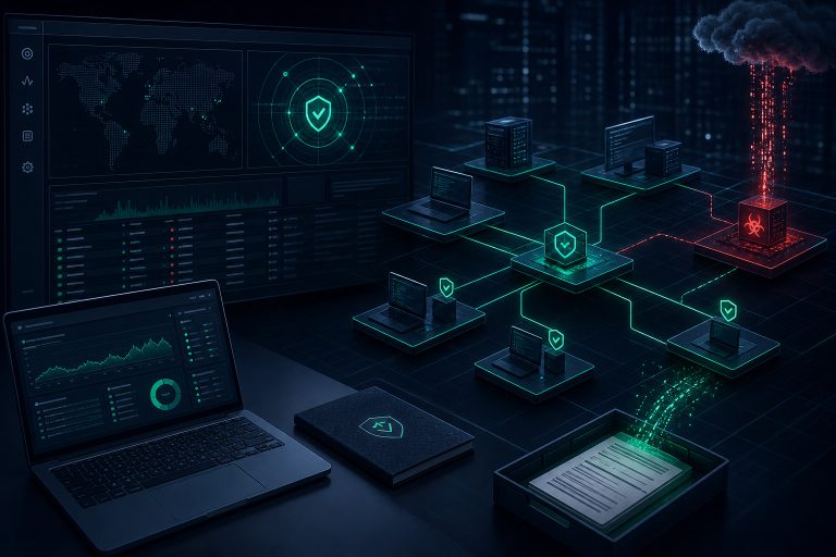 تصویر مفهومی مقالهٔ راهنمای عملی دفاع در برابر آسیبپذیری RoguePlanet با استفاده از Wazuh
